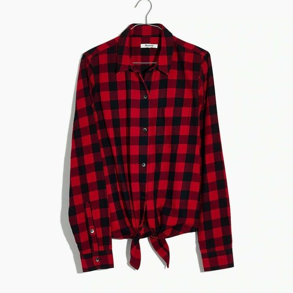 Madewell Women's Flannel Tie-Front Shirt - Picture 1 of 10